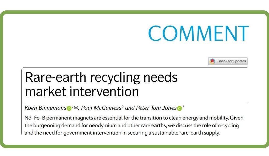 Rare-earth recycling needs market intervention (Nature Reviews Materials)